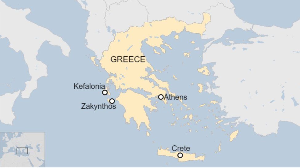 Greece map with islands labelled