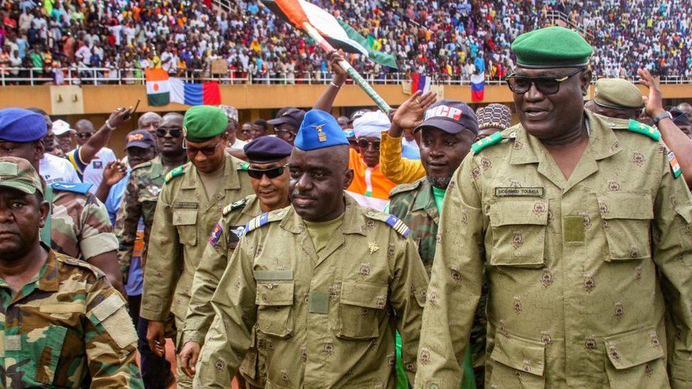 Niger coup leaders attend a rally
