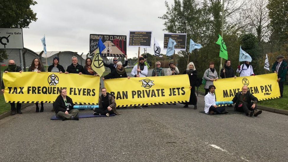 Protesters at Farnborough Airport