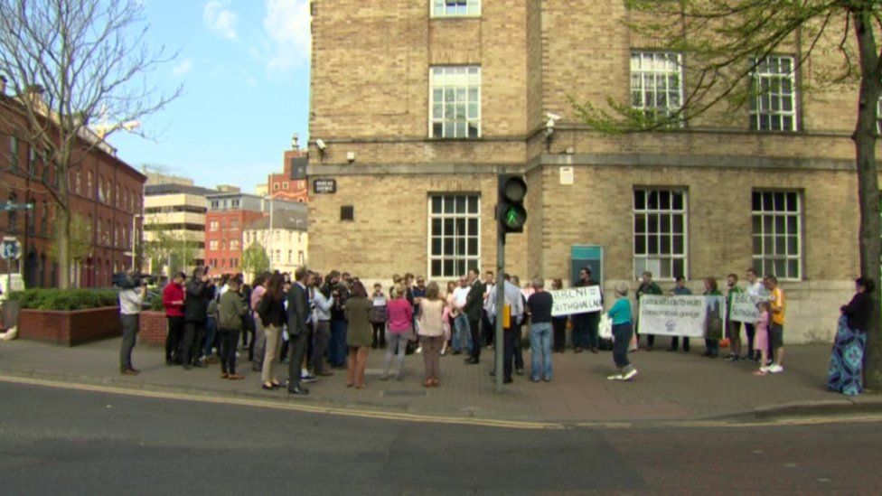 Irish language protest outside the BBC's Broadcasting House