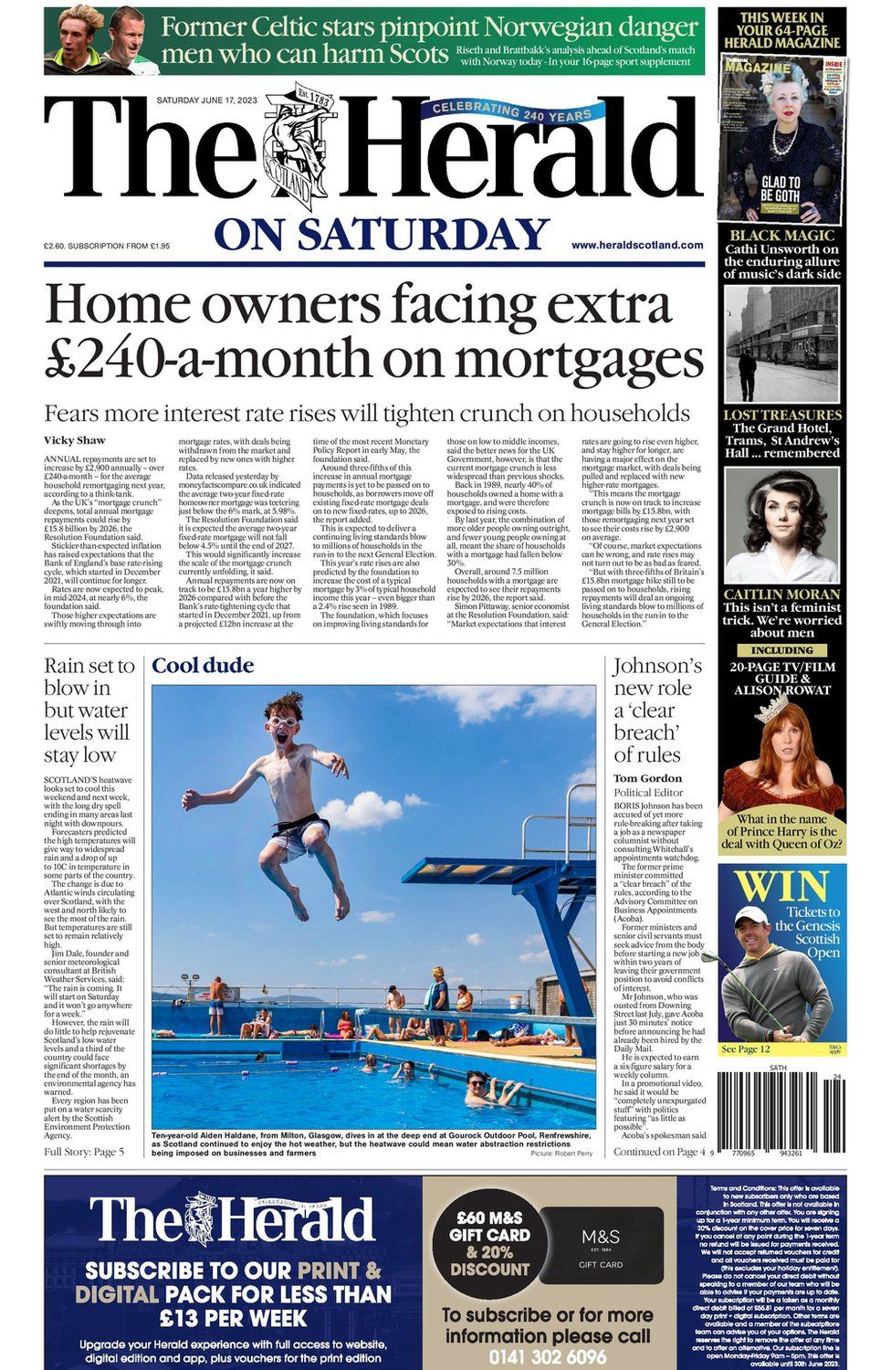 Scotland's papers Mortgage rate hike and Souness Channel swim BBC News