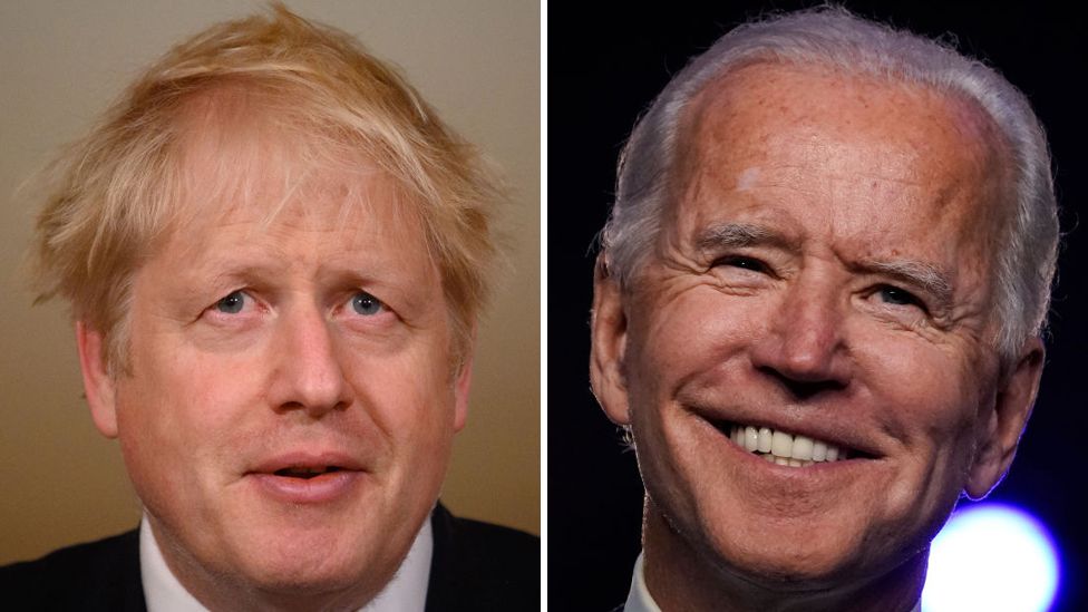 Composite image of Boris Johnson and Joe Biden