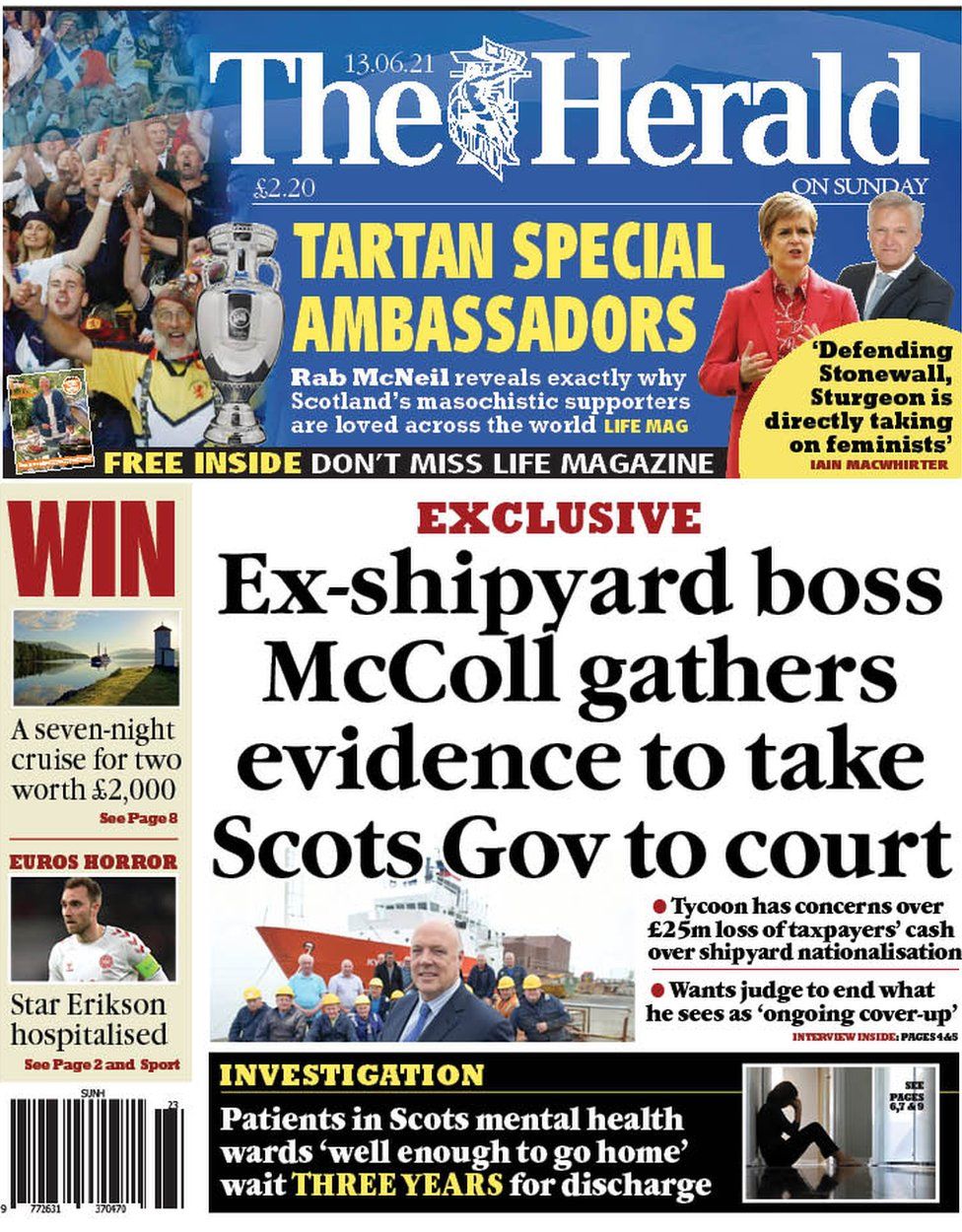 Scotland's papers: Ferry row heading to court and Euros warning - BBC News