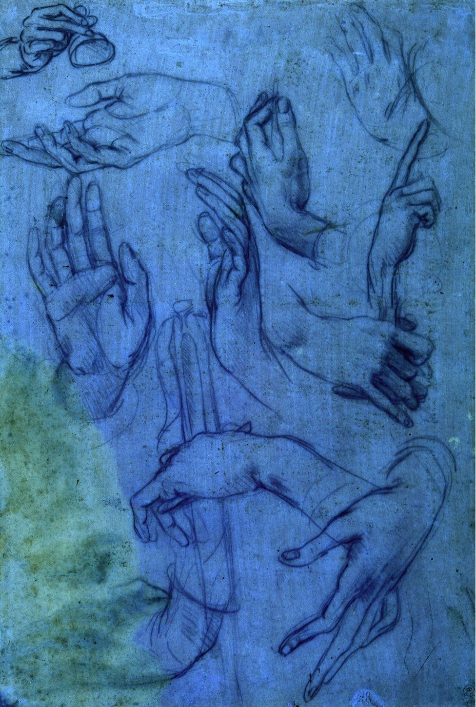 Drawings hands by Leonardo da Vinci