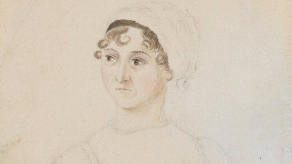 Jane Austen sketch by her sister Cassandra on loan from the National Portrait Gallery