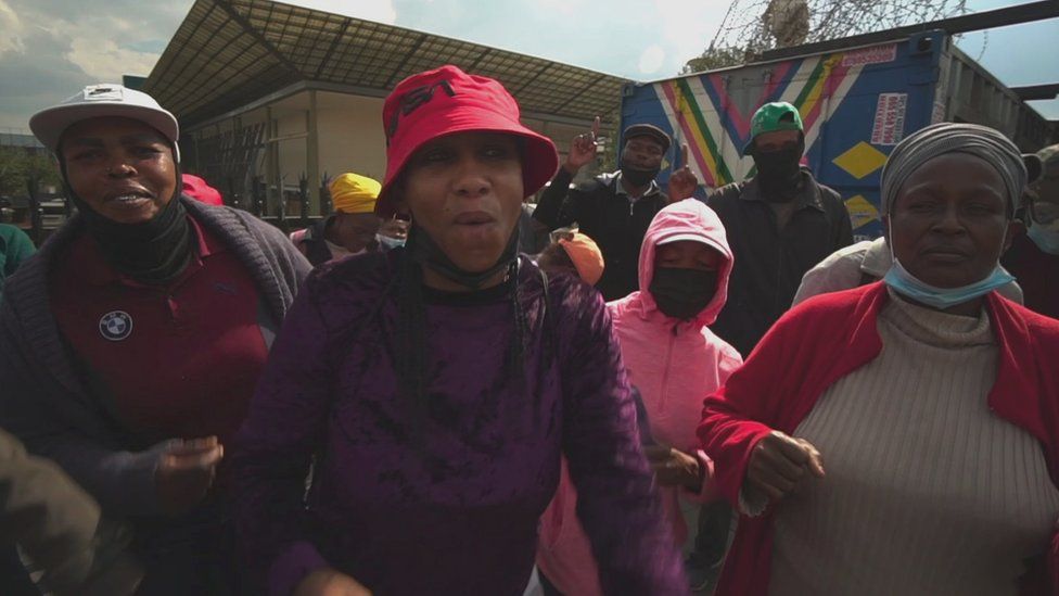 Agnes Malatjie and other members of the Alexandra Dudula movement.