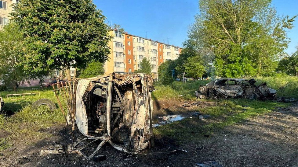 Destroyed vehicles in the Belgorod region, Russia. Photo: 31 May 2023