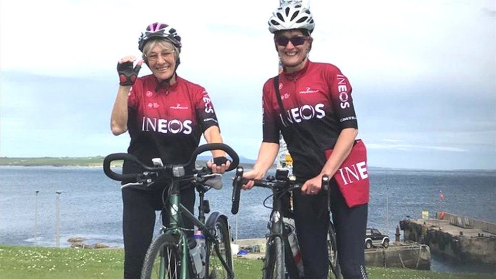 Mavis Paterson and her cycling partner