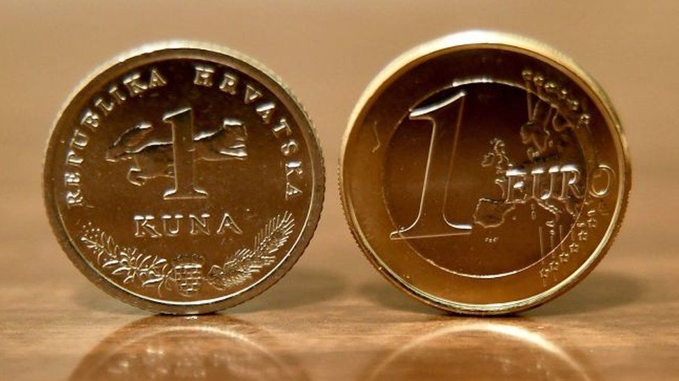 One kuna and one euro
