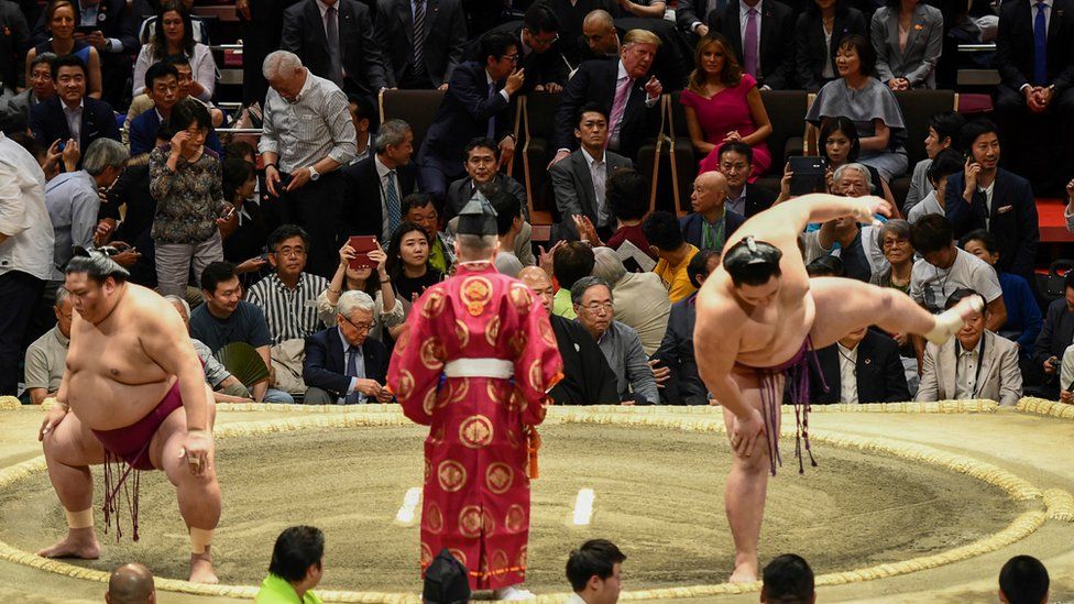 Trump Awards 'President's Cup' at Sumo Match in Japan