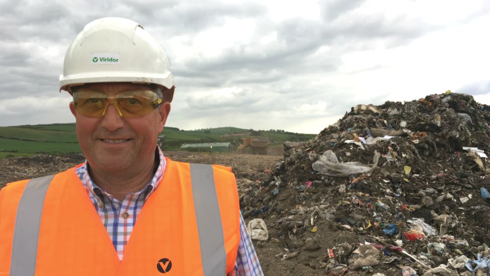 Barry Falgate, site manager at Dunbar landfill stood in front of landfill