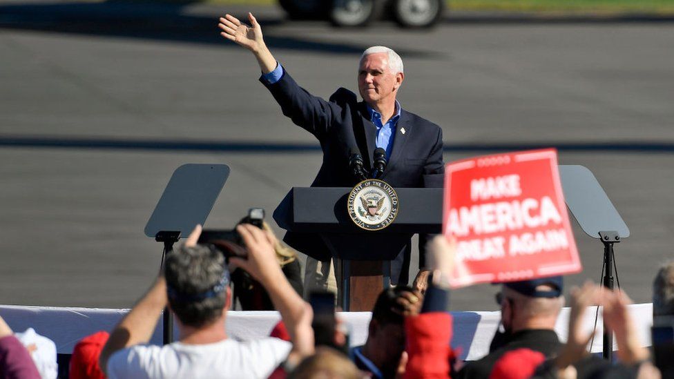 Vice President Mike Pence speaks to a crowd