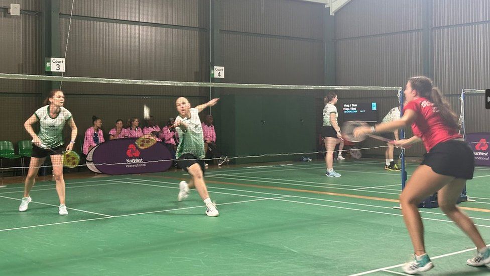 The mixed doubles quarter final badminton event at The Island Games 2023