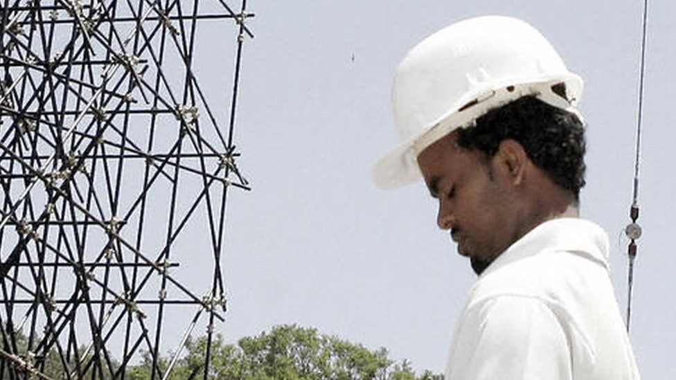 Construction worker in Ethiopia