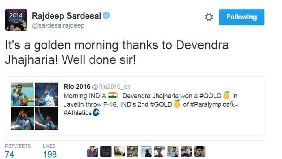 It's a golden morning thanks to Devendra Jhajharia! Well done sir!