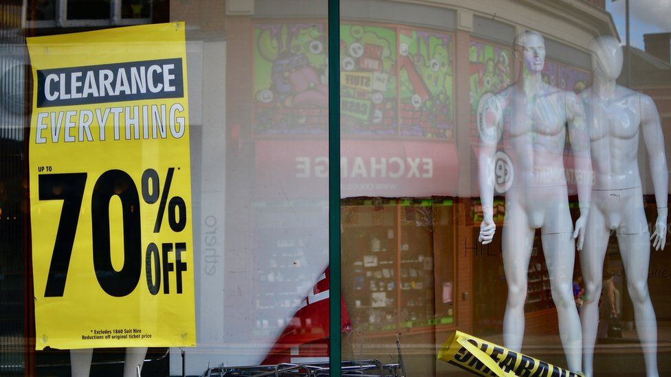 Mannequins in an empty Hanley store