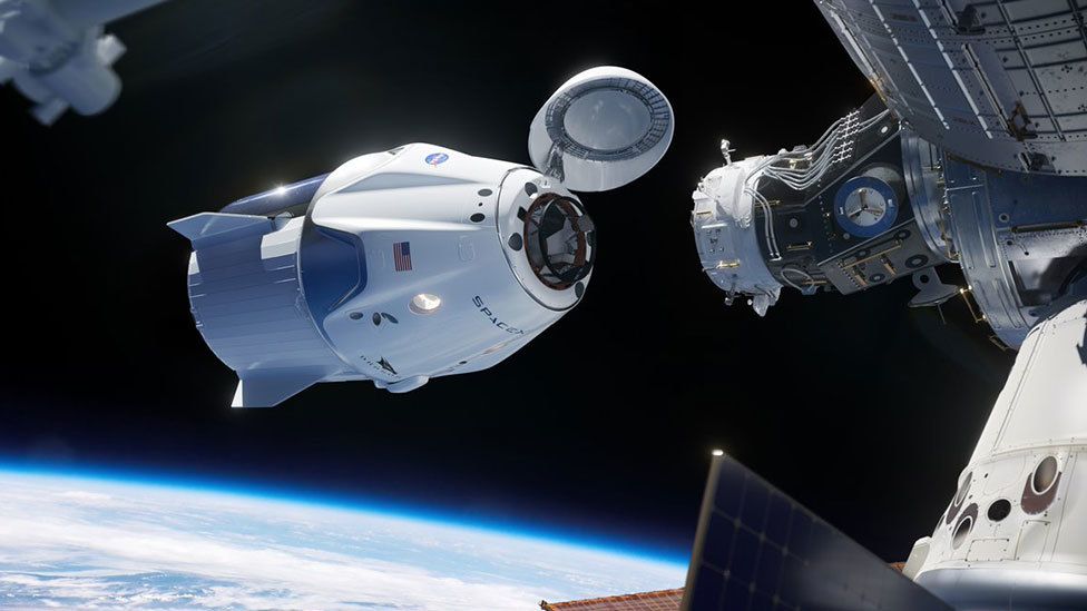 Artwork: Crew Dragon approaches ISS