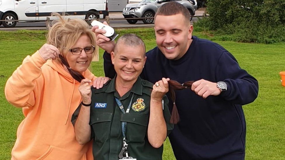 From left Carol Player, Donna Davenport and hairdresser Ryan Teer.