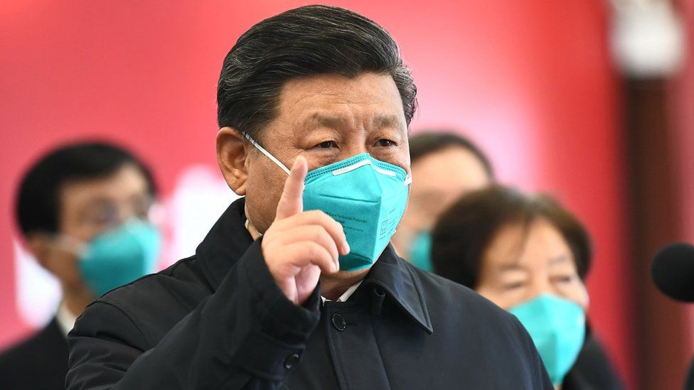 Xi Jinping wearing a face mask
