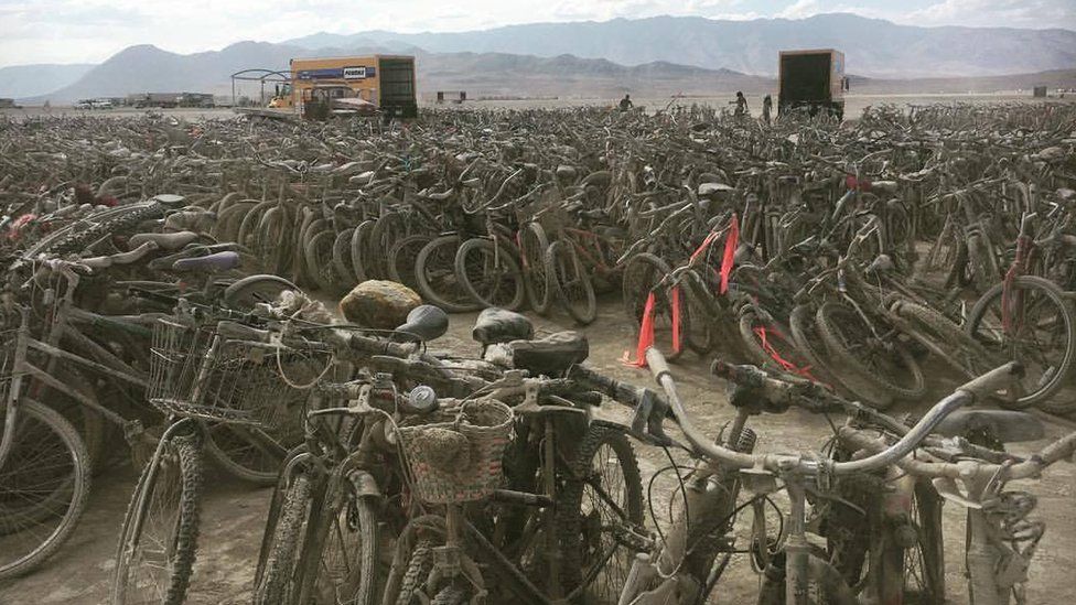 Abandoned at Burning Man, bicycles now head for Houston and the