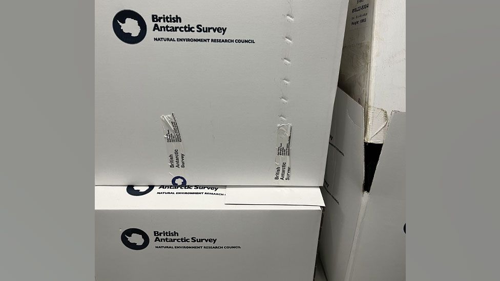 Boxes of British Antarctic Survey gear