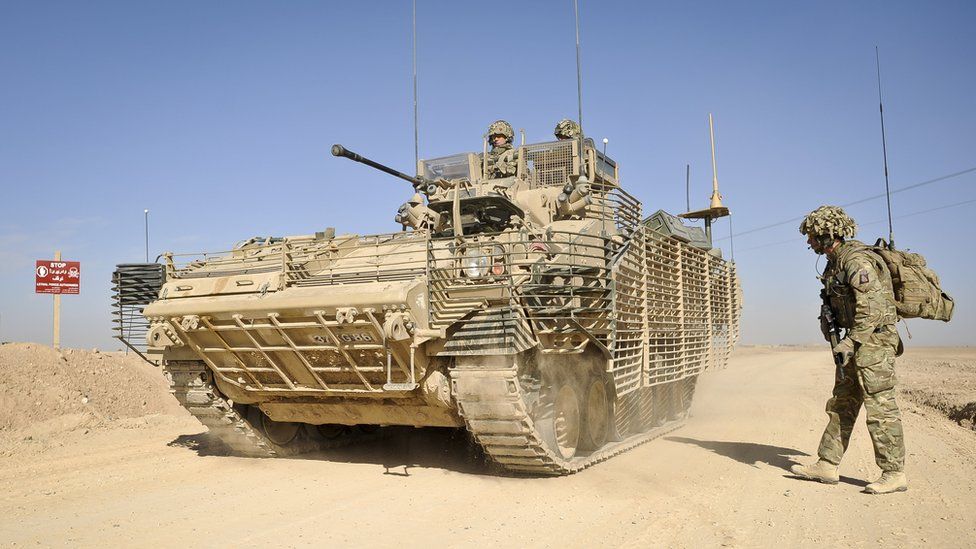 A Warrior armoured vehicle in Helmand Province, Afghanistan