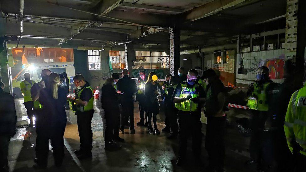 Covid: Police break up rave under M6 motorway bridge - BBC News