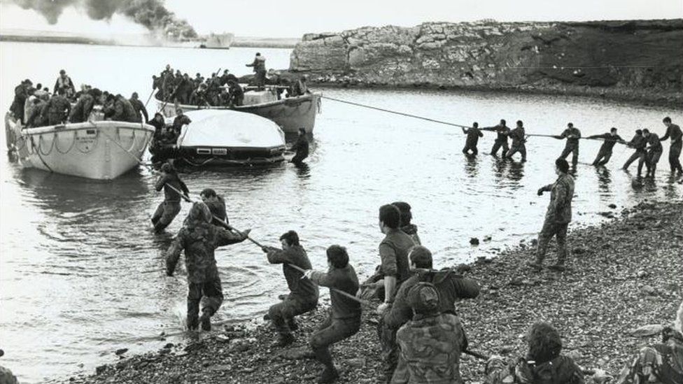 British troops during the Falklands War