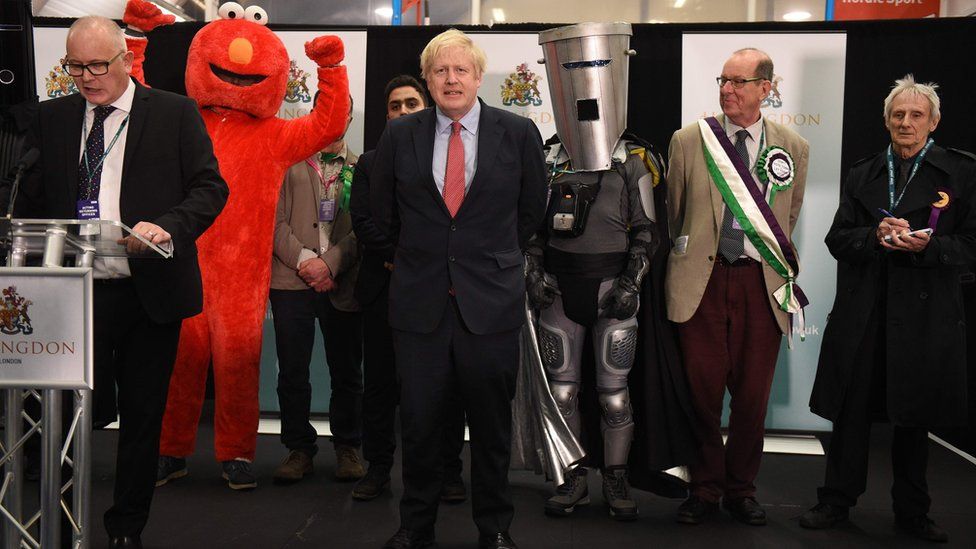 Boris Johnson at his election count