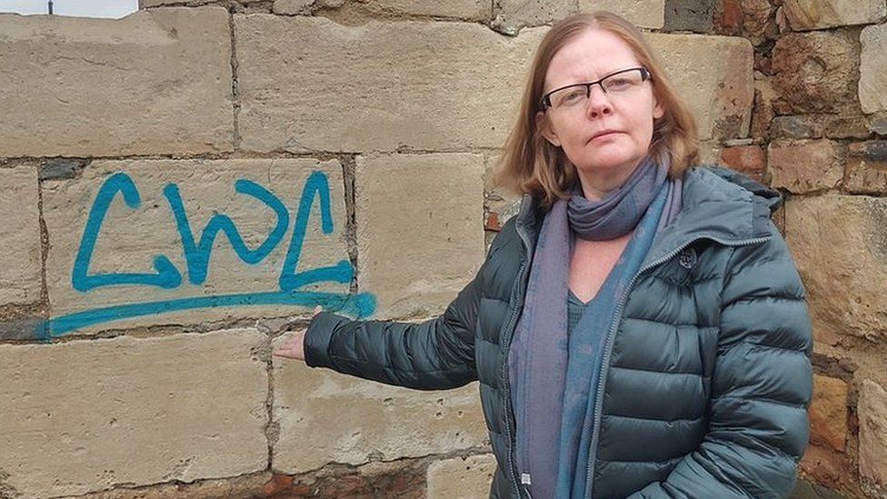 Rebecca Trimnell and the graffiti on St Oswald's Priory