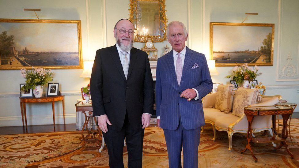 King Charles receives Chief Rabbi Sir Ephraim Mirvis during an audience in Buckingham Palace