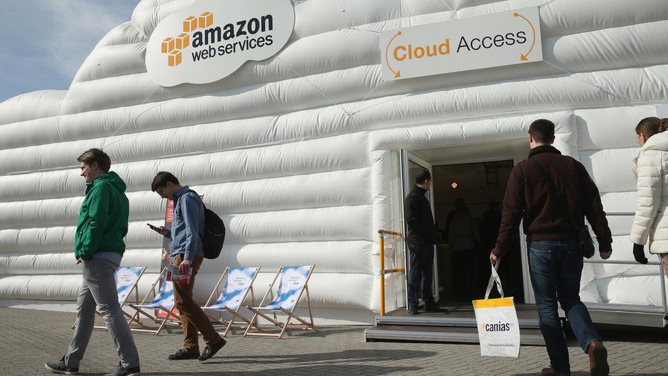 Amazon promoting its cloud services at a trade fair in Germany