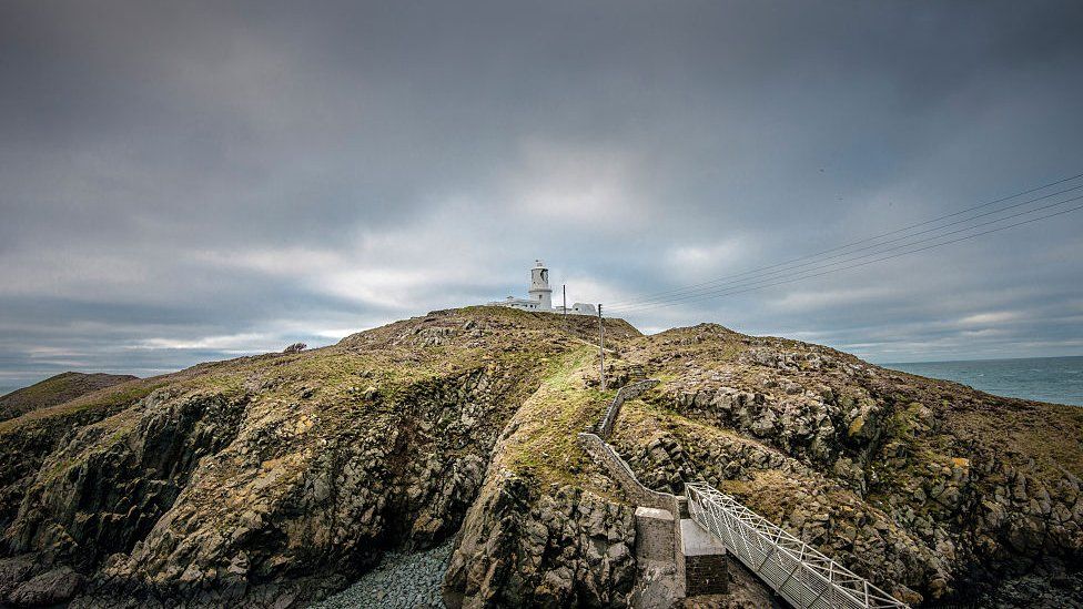 Strumble Head lighthouse on the rocky Pembrokeshire coast