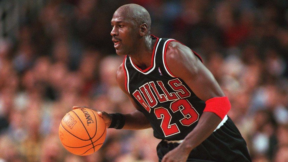 Michael Jordan of the Chicago Bulls stands on the court during the News  Photo - Getty Images