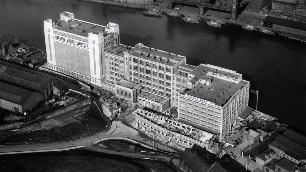Original flour mill pictured from the air