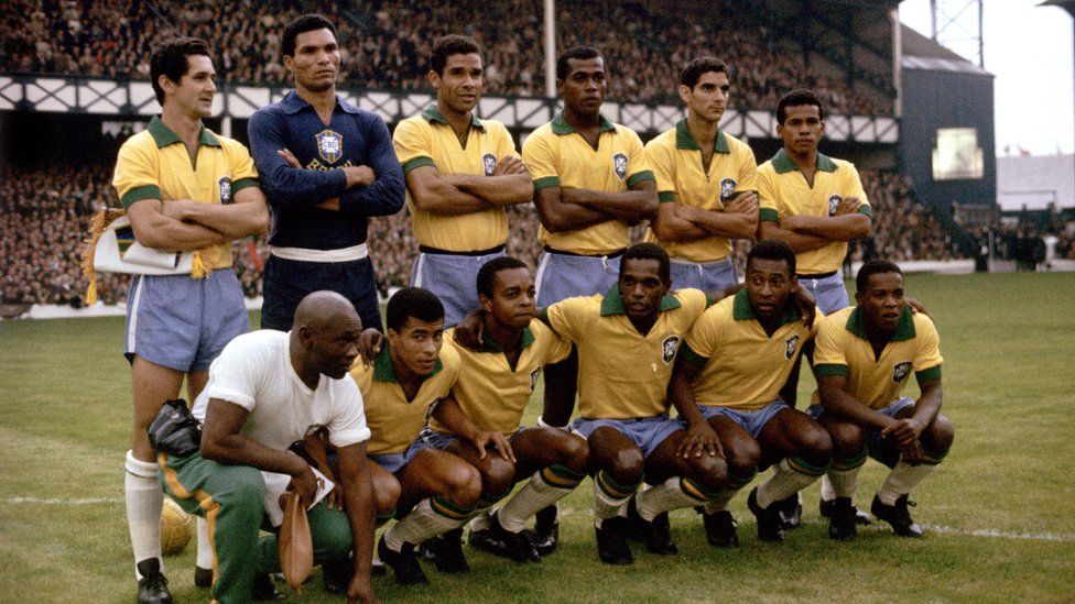 Brazil's football team at the 1966 World Cup in England.
