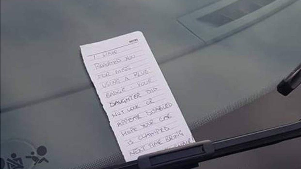 Note left on windscreen