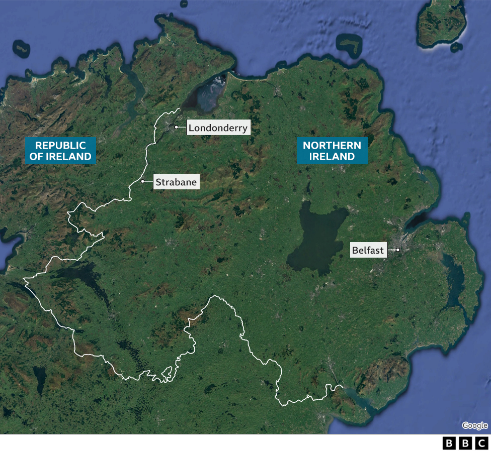 Map showing where Strabane is in Northern Ireland