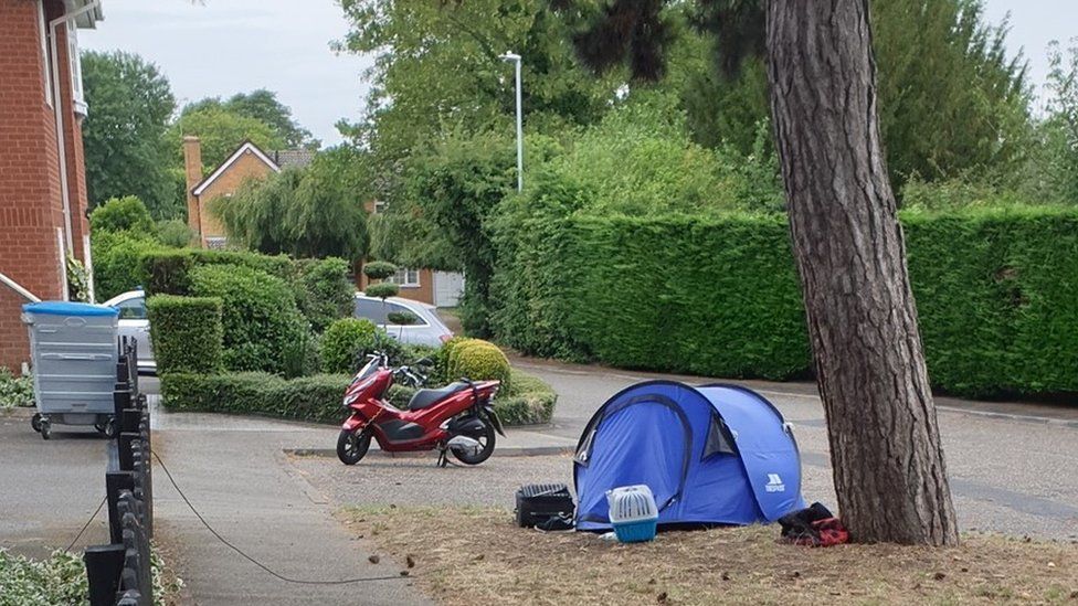 Tent set up in a street