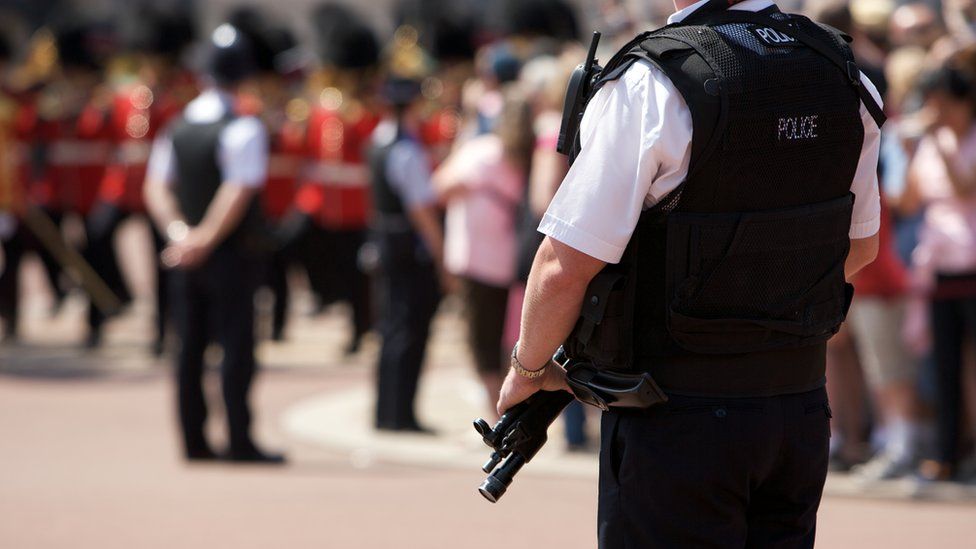A picture of armed police in London