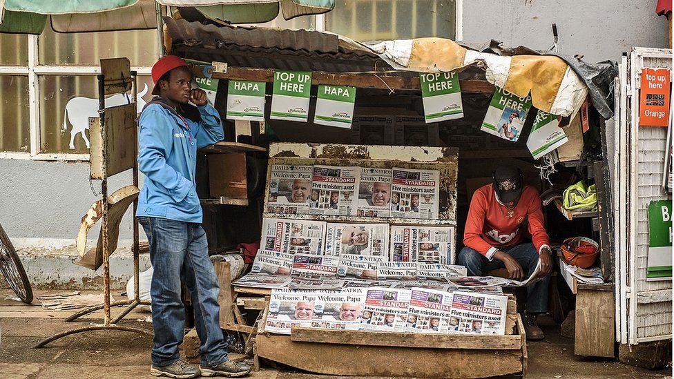 Newspaper stand in Kenya