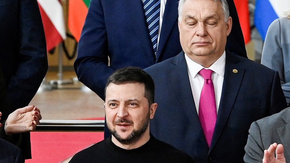 File image of Volodymyr Zelensky and Viktor Orban at an EU summit