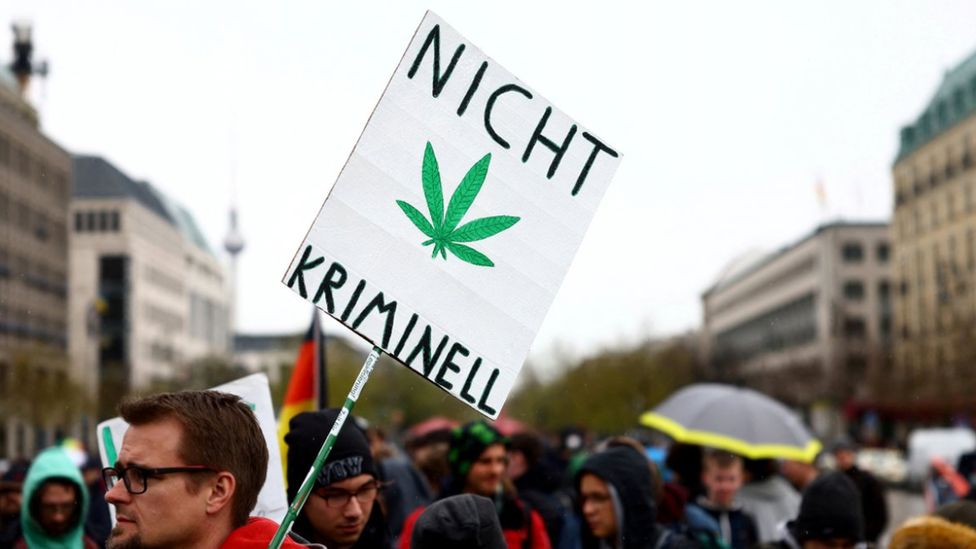 Pro-cannabis protester in Berlin