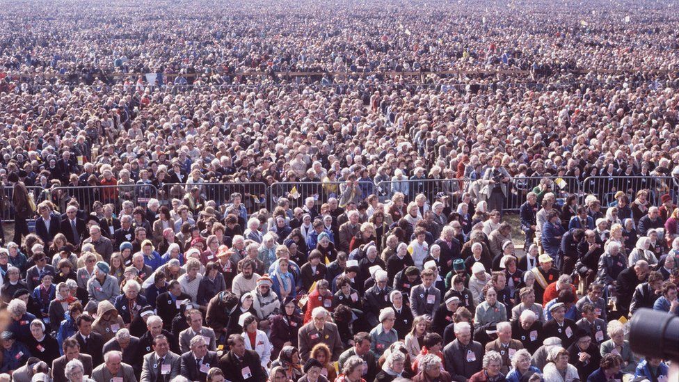 Crowds who came to see Pope John Paul II in Ireland in 1979