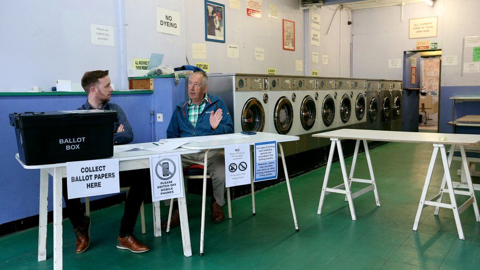 Polling station inside a launderette