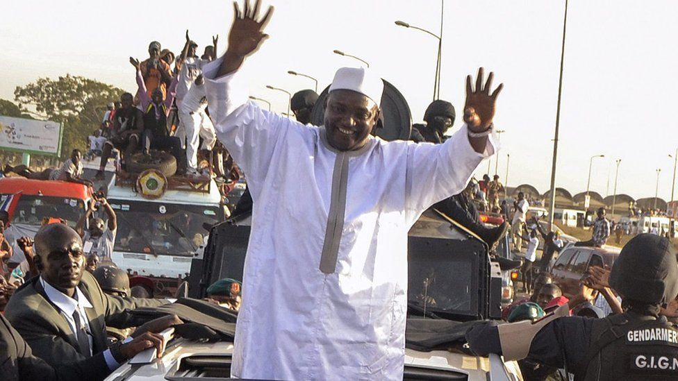 Gambia's new President Adama Barrow arriving home - 26 January 2017