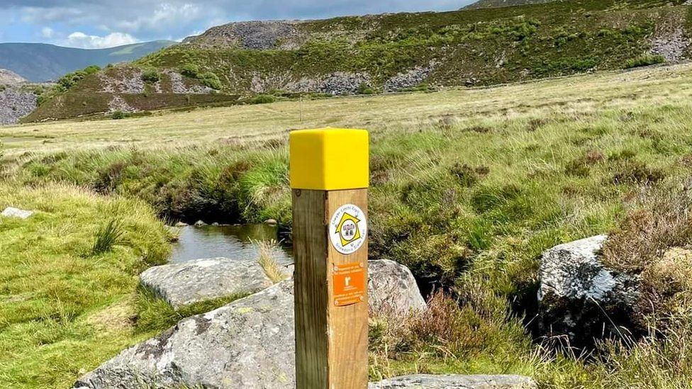 A marking post on Mynydd Llandygai