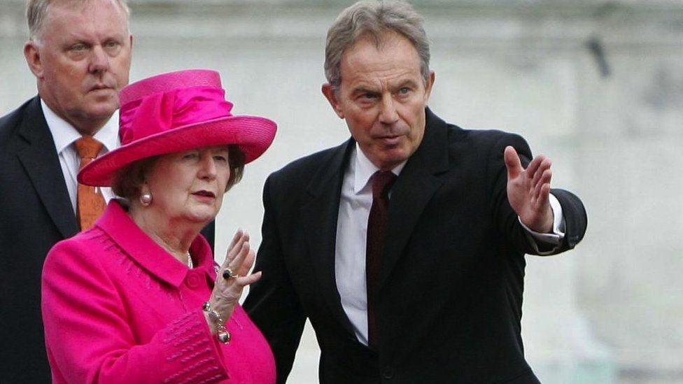 Baroness Thatcher and Tony Blair