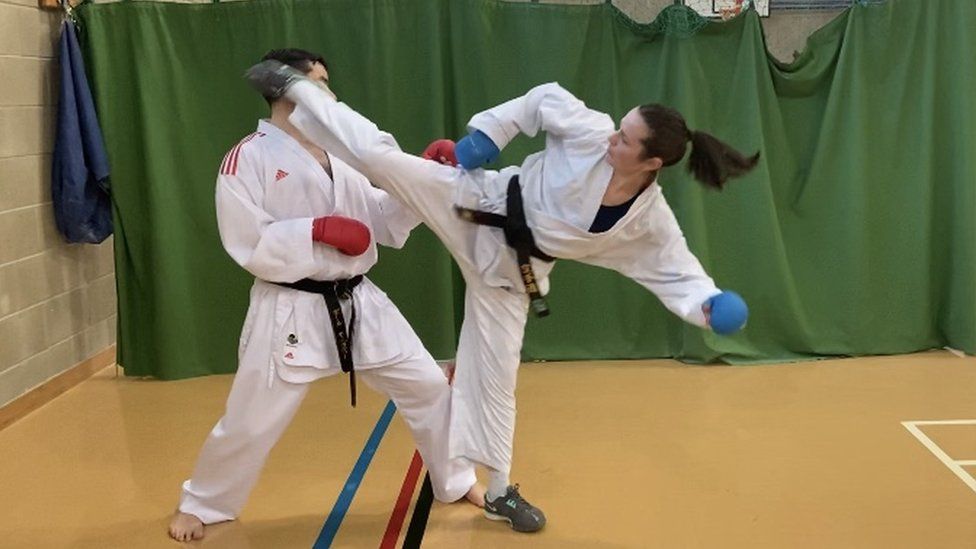 Karate training class