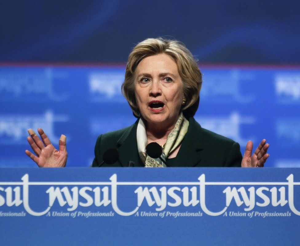 Hillary Clinton speaks in Rochester, New York, 8 April